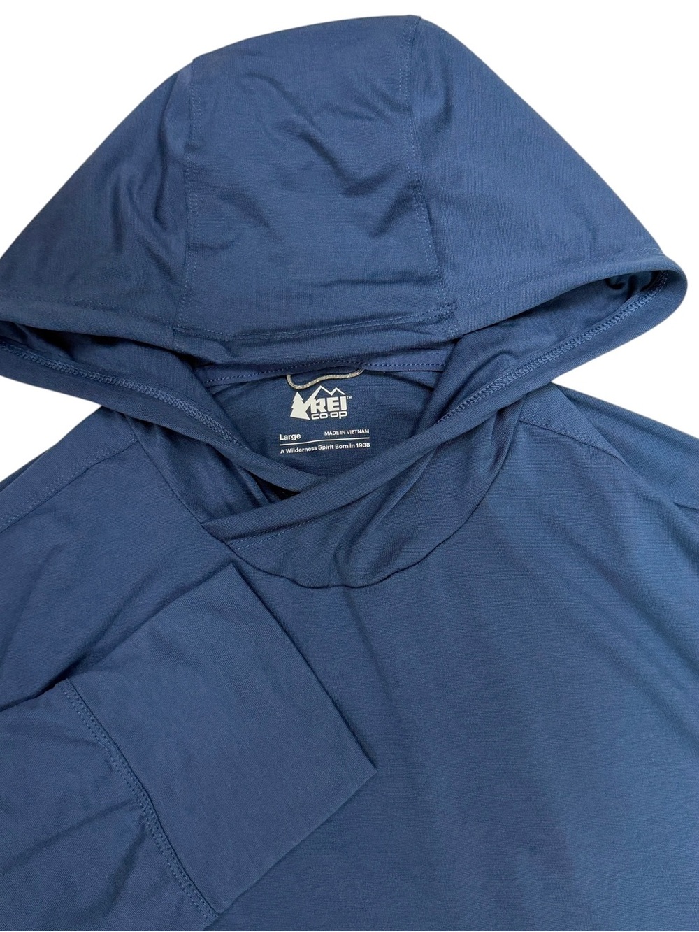 REI Co-Op Sahara Shade Hoodie Mens Large Blue Sun UPF Lightweight Stretch Hiking